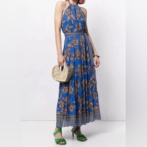 Alexis Blue and Orange Ruched Tiered Sundress